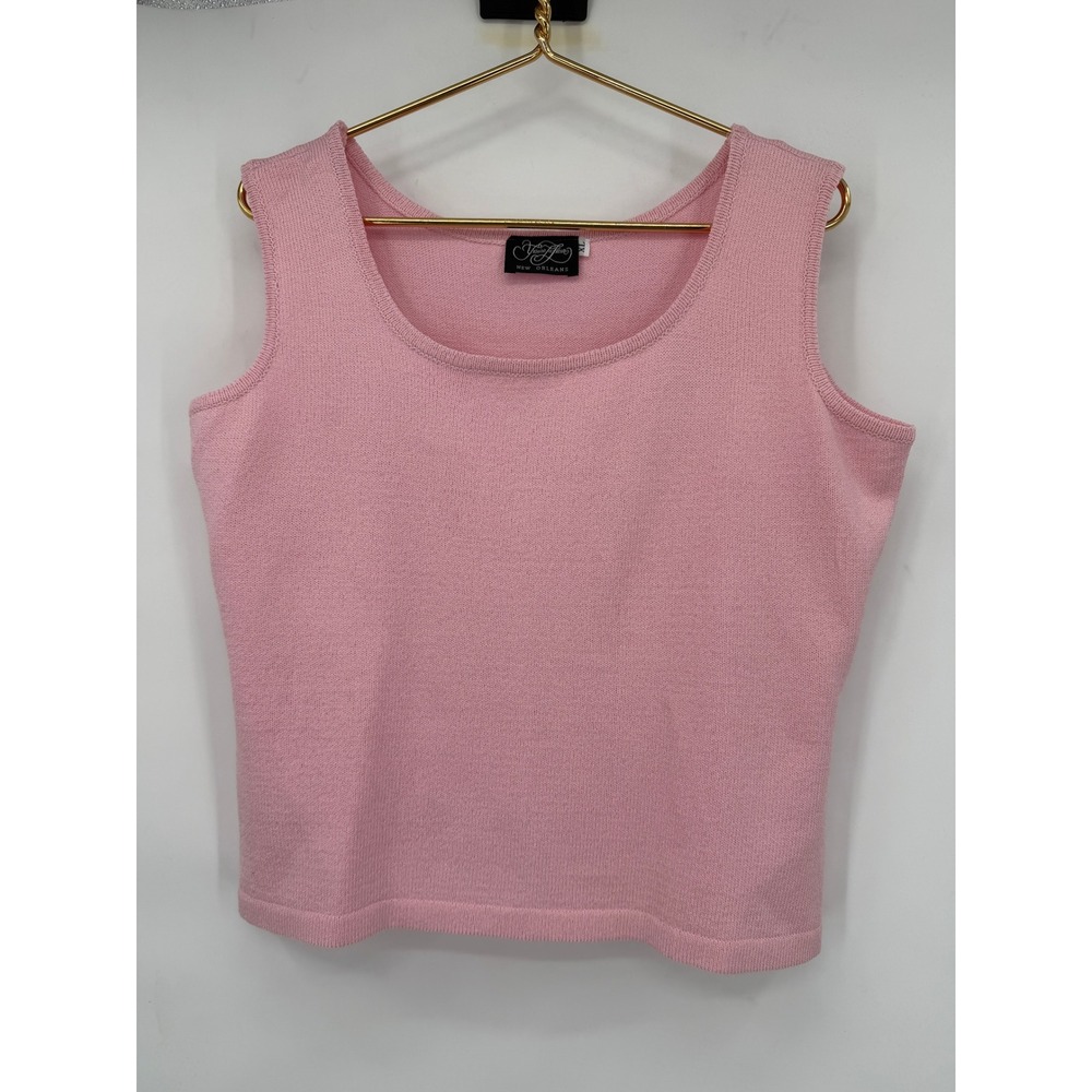 Yvonne La Fleur New Orleans Pink Wool Rayon Knit Tank Top Shell XL Made in USA
